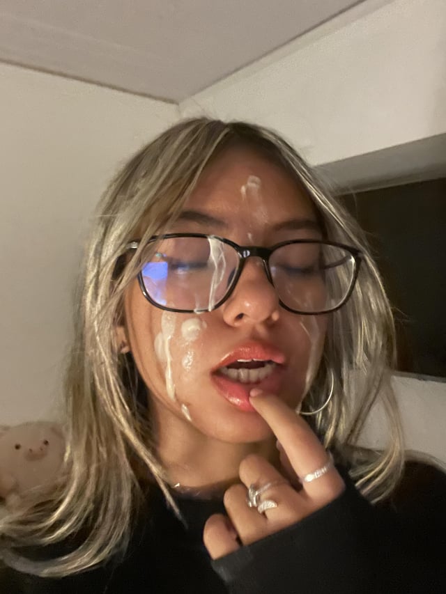 Glasses and cum are the best combination